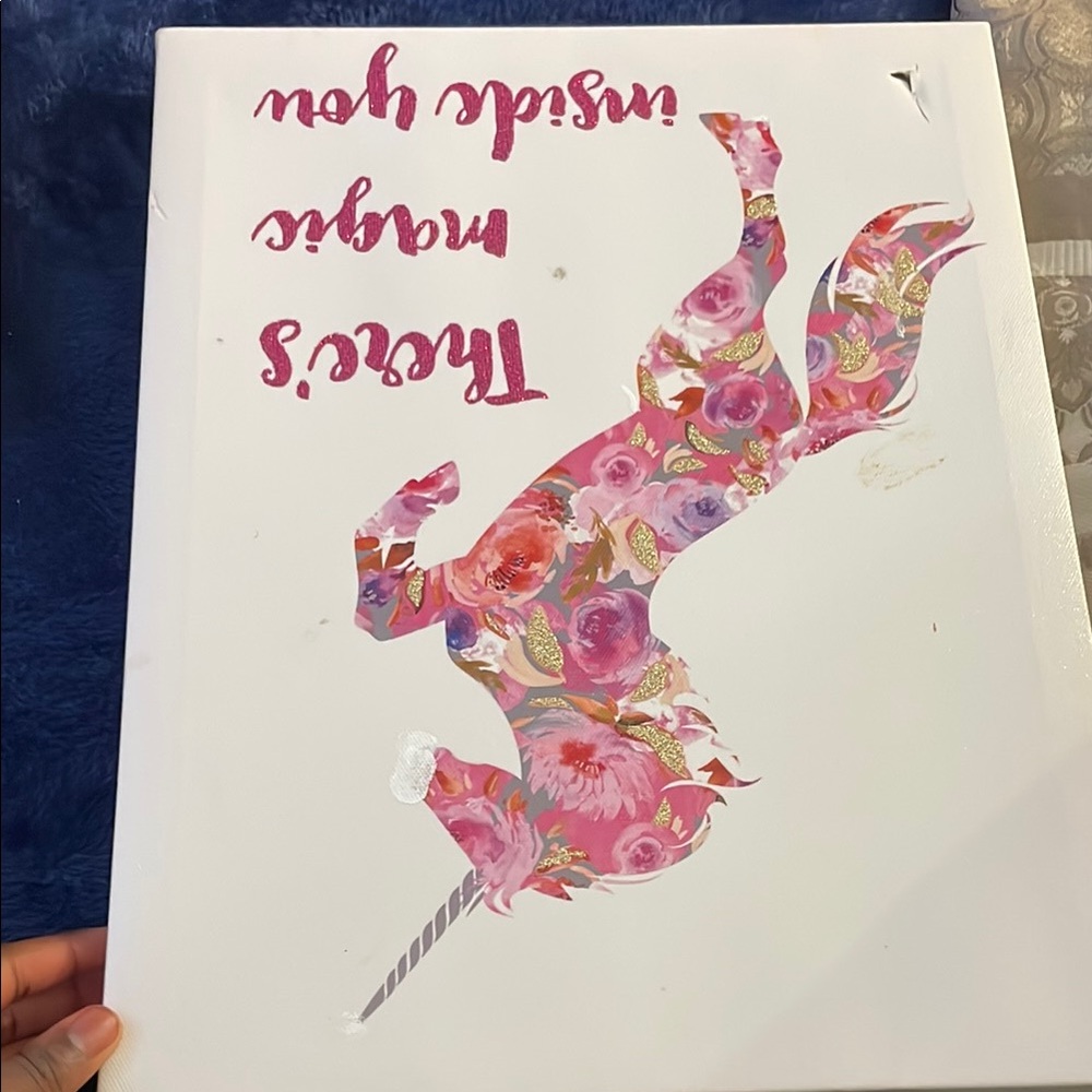 Floral Unicorn Canvas Art